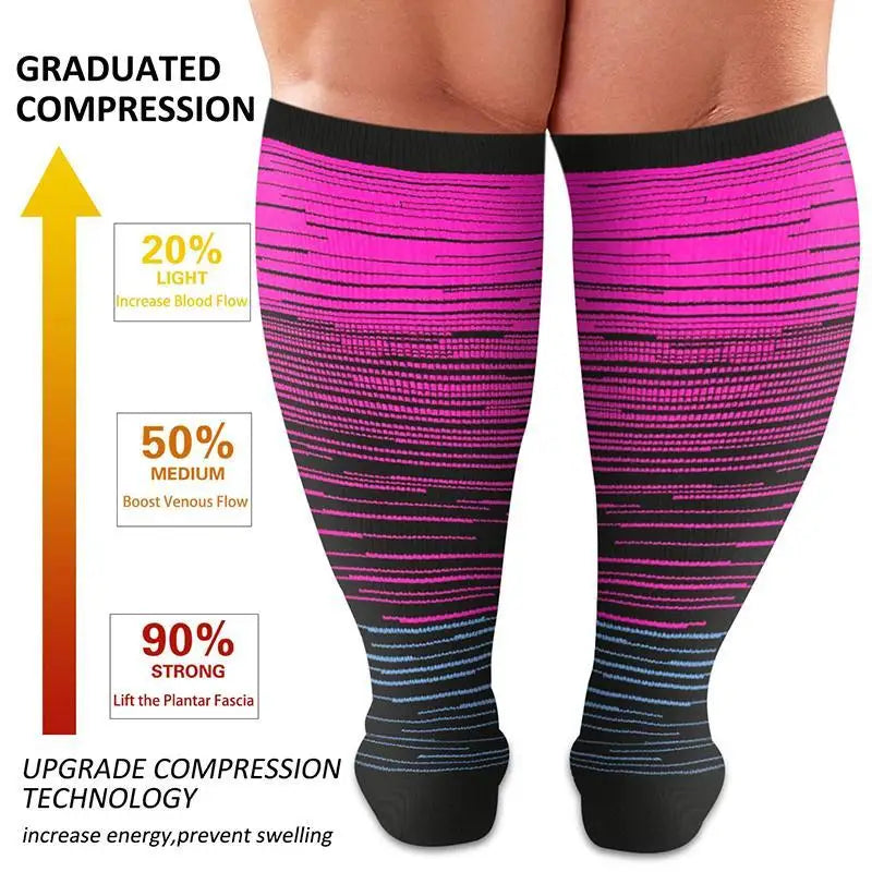 3-Pack Large Compression Socks, Wide Calf Plus Size