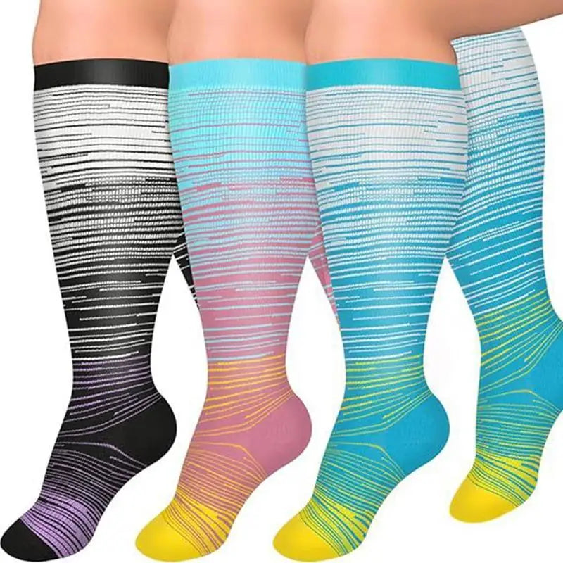 3-Pack Large Compression Socks, Wide Calf Plus Size
