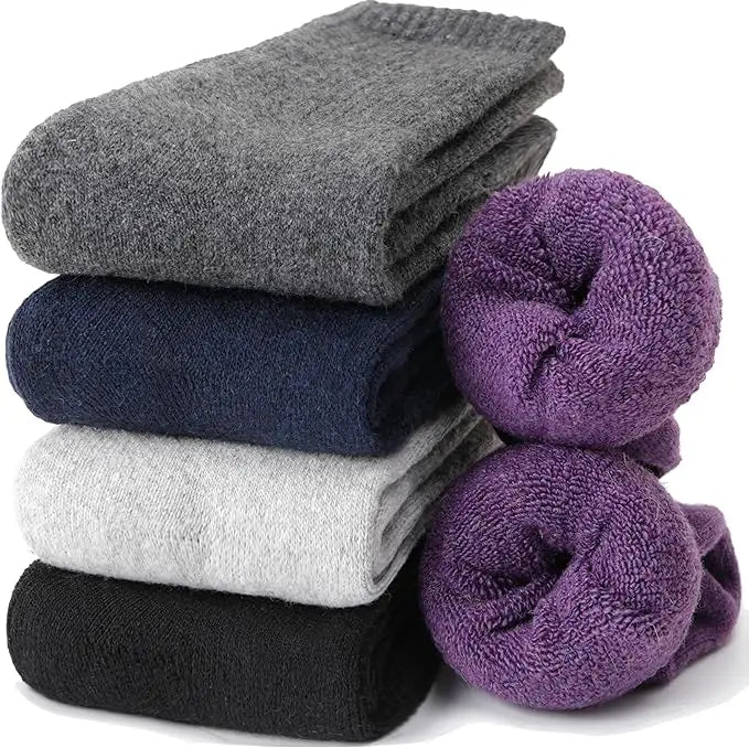 5 Pairs Women's Wool Thermal Socks Thick Warm Cozy Crew  Socks