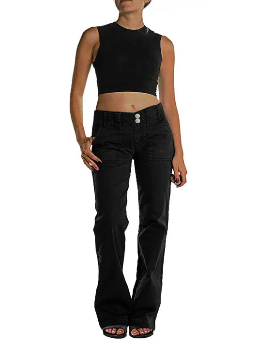 Mid Rise Jeans for Women, Wide Leg Flare Pants