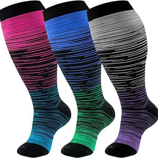 3-Pack Large Compression Socks, Wide Calf Plus Size