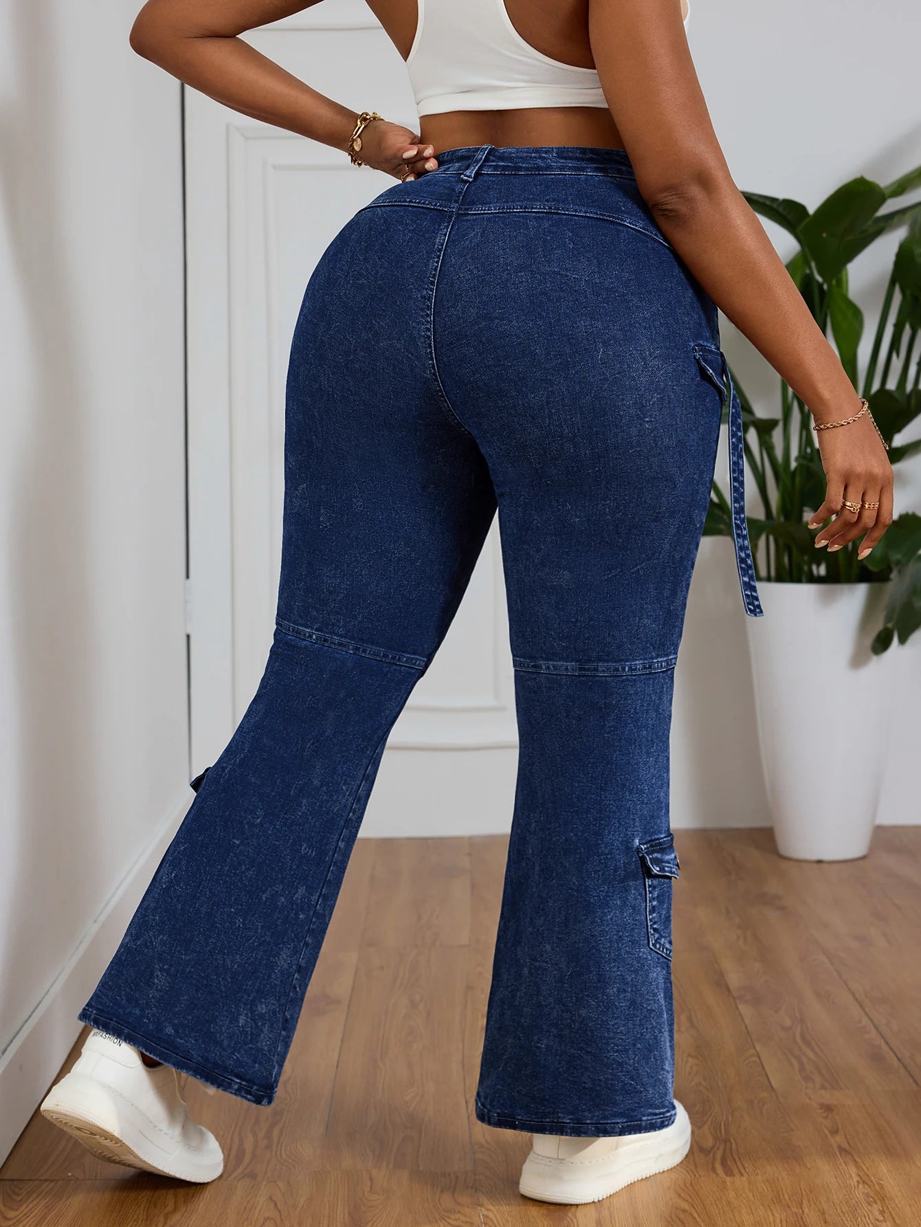 High Waisted Flare Jeans for Women, Wide Leg Denim Pants, Loose Fit Bell Bottom