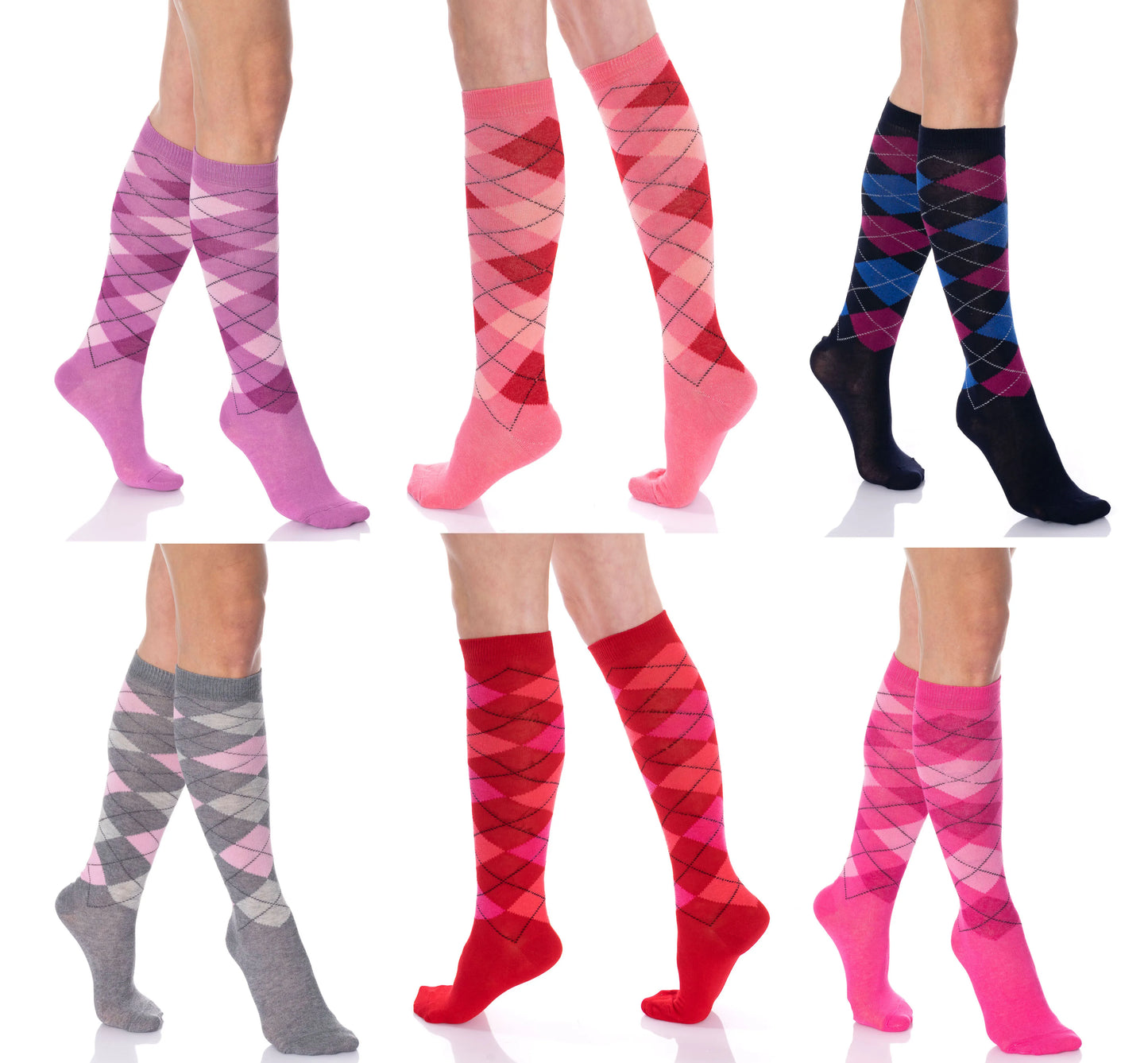 Knee High Socks for Women 6 Pairs Colorful Over the Calf Knee Socks