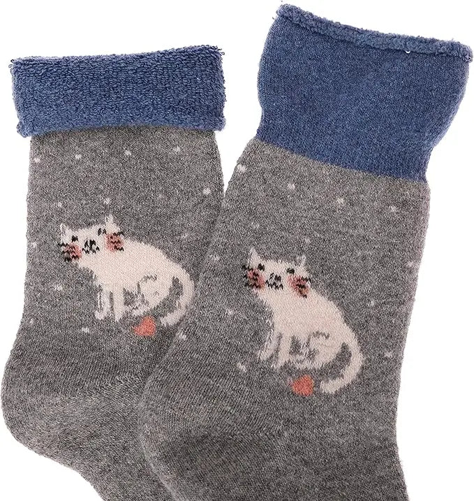 5 Pairs Women's Wool Thermal Socks Thick Warm Cozy Crew  Socks