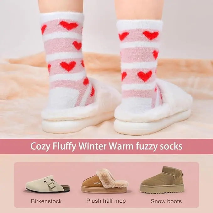 5 Pairs Fuzzy Socks for Women Cozy Fluffy Warm Socks