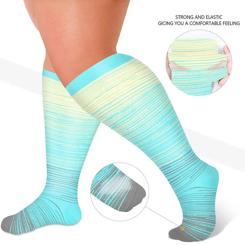 3-Pack Large Compression Socks, Wide Calf Plus Size