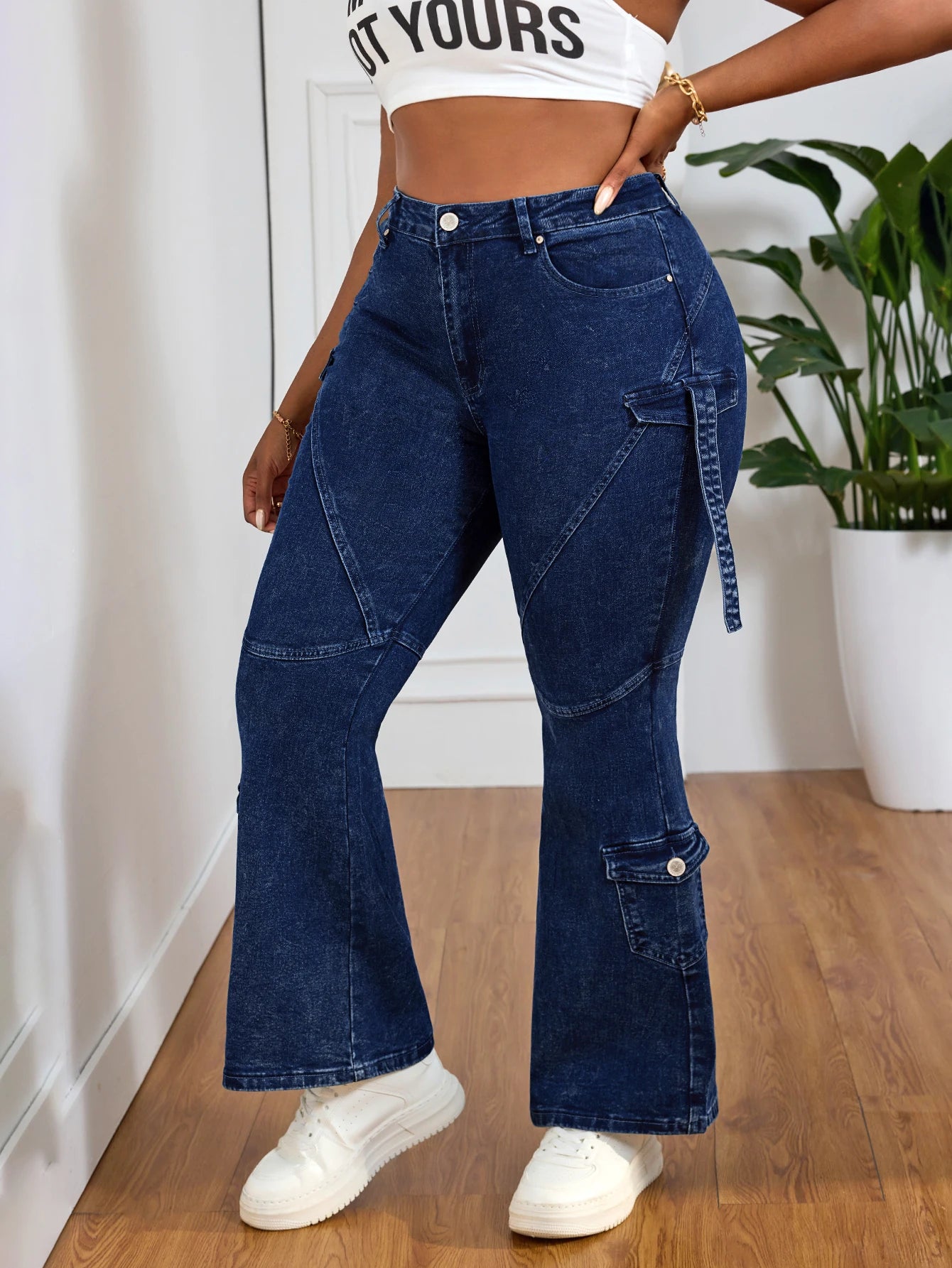 High Waisted Flare Jeans for Women, Wide Leg Denim Pants, Loose Fit Bell Bottom