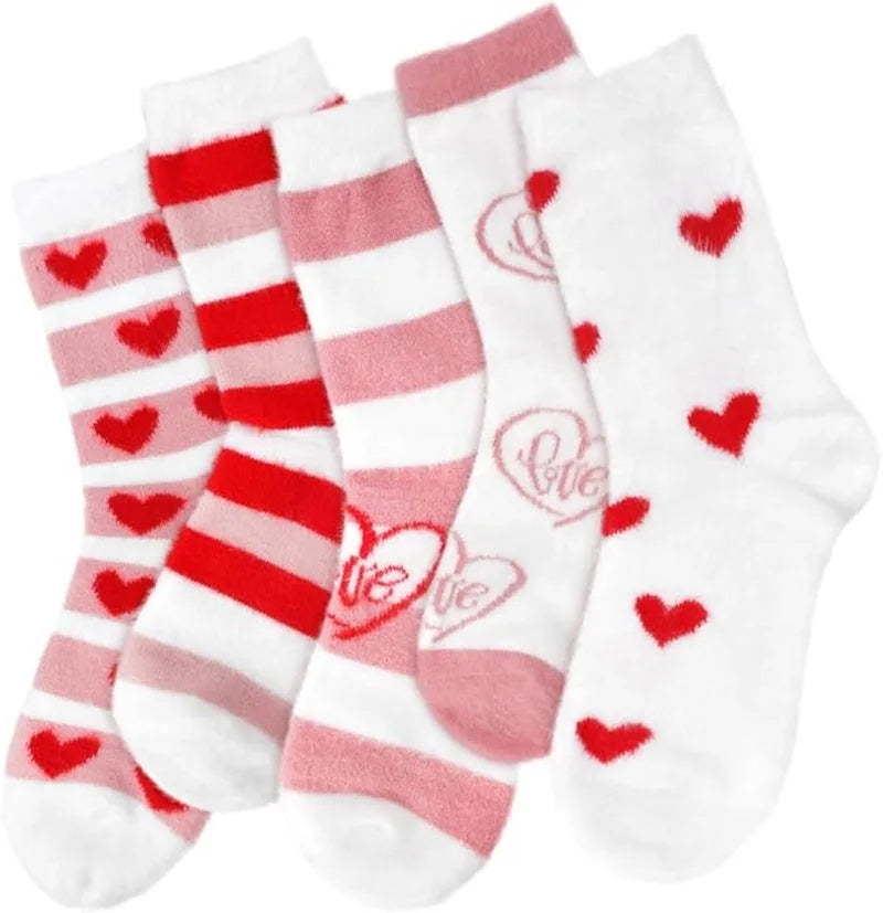 5 Pairs Fuzzy Socks for Women Cozy Fluffy Warm Socks