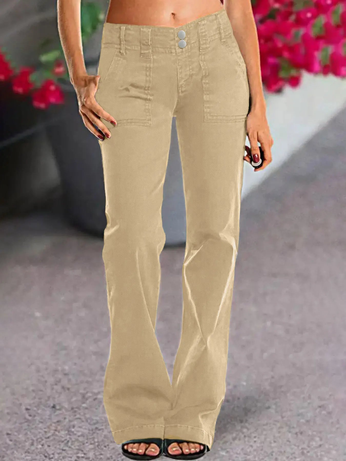 Mid Rise Jeans for Women, Wide Leg Flare Pants