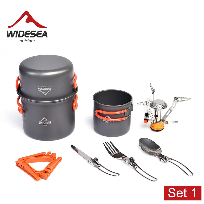 Camping Cookware Set Outdoor Tableware Equipment, Knife, Fork, Portable Pot, Cup