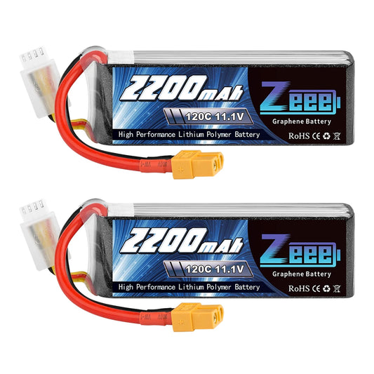 2pcs 3S 2200mAh Lipo Battery 11.1V 120C with XT60 Plug For FPV Drone Airplane, RC Car Truck, Boat