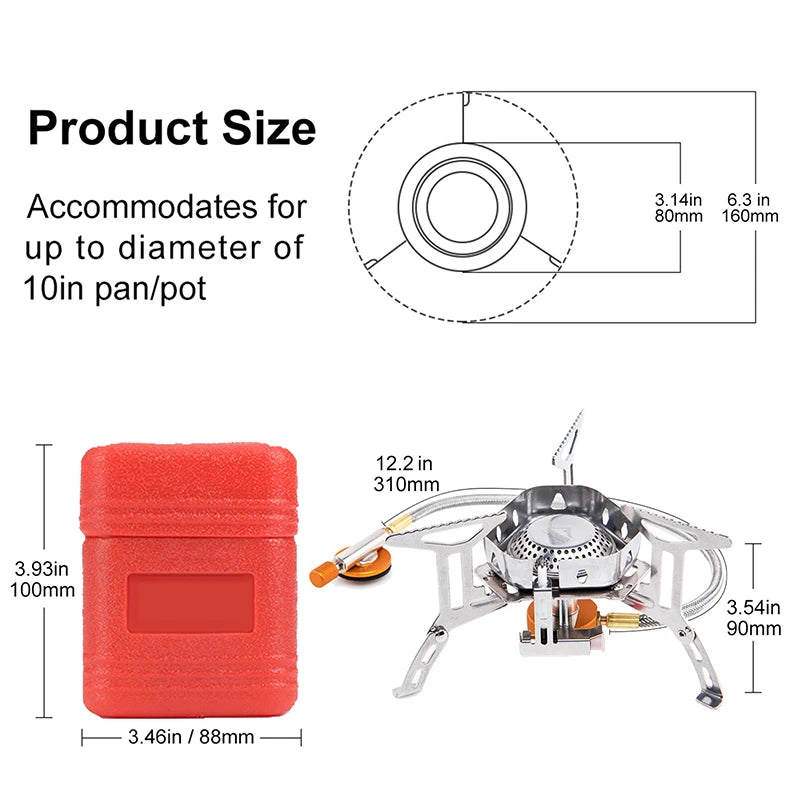 Camping Wind Proof Gas Burner, Outdoor Strong Fire Stove, Heater