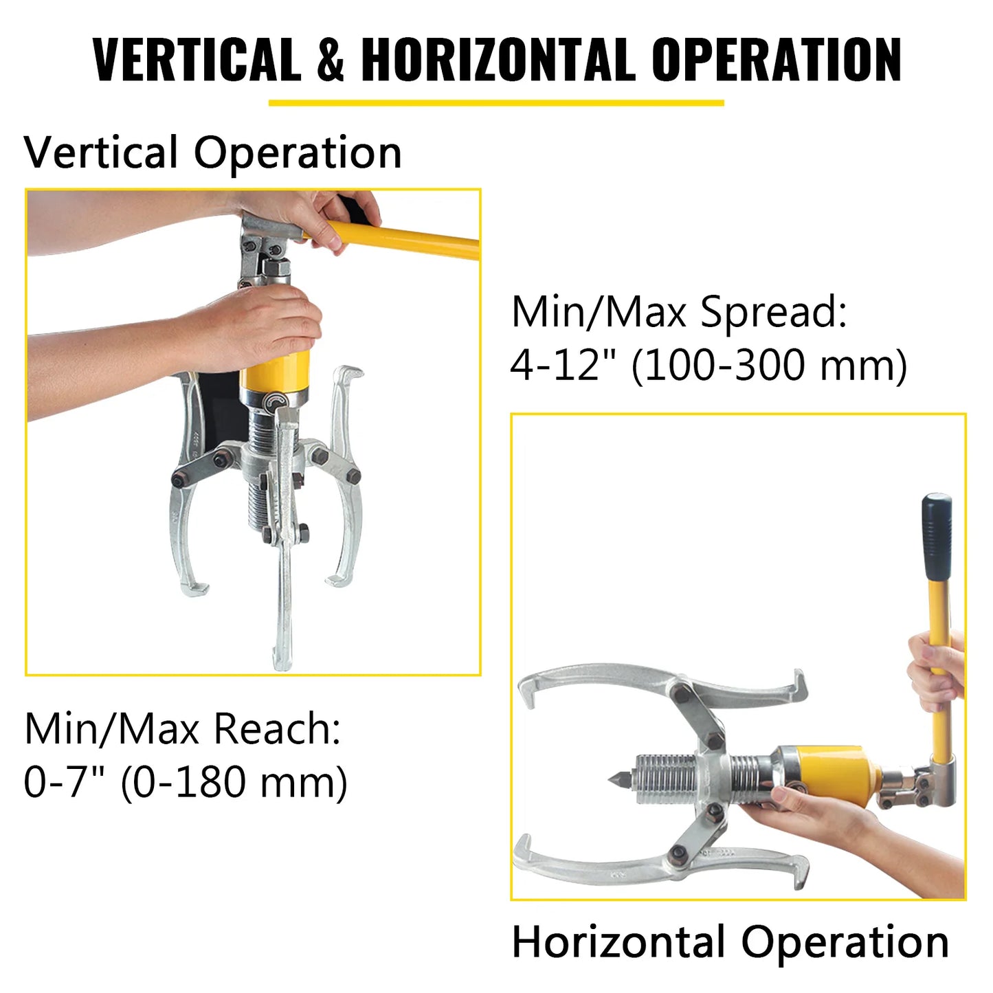 15 Ton Hydraulic Gear Wheel Bearing Puller, Separator Tool. Two & Three Adjustable Jaws With Portable Box for Repair Shop