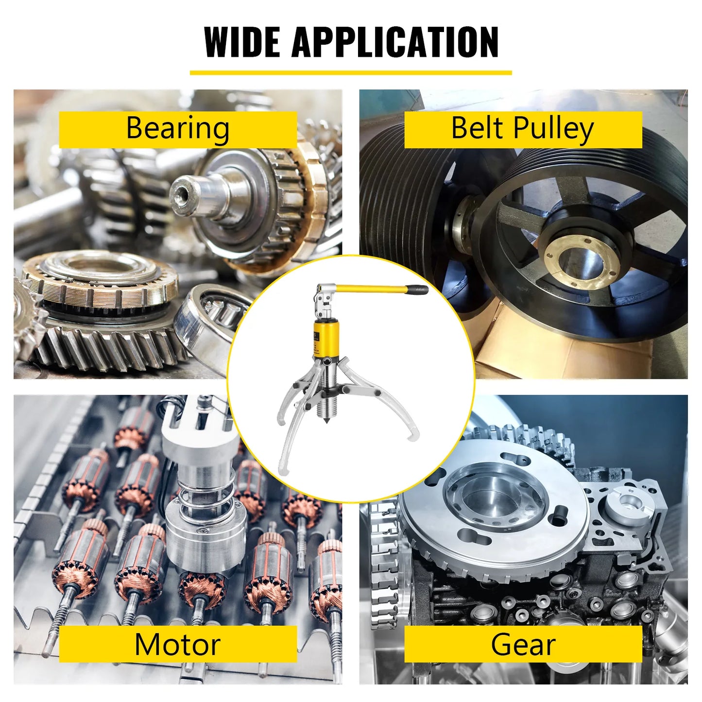 15 Ton Hydraulic Gear Wheel Bearing Puller, Separator Tool. Two & Three Adjustable Jaws With Portable Box for Repair Shop