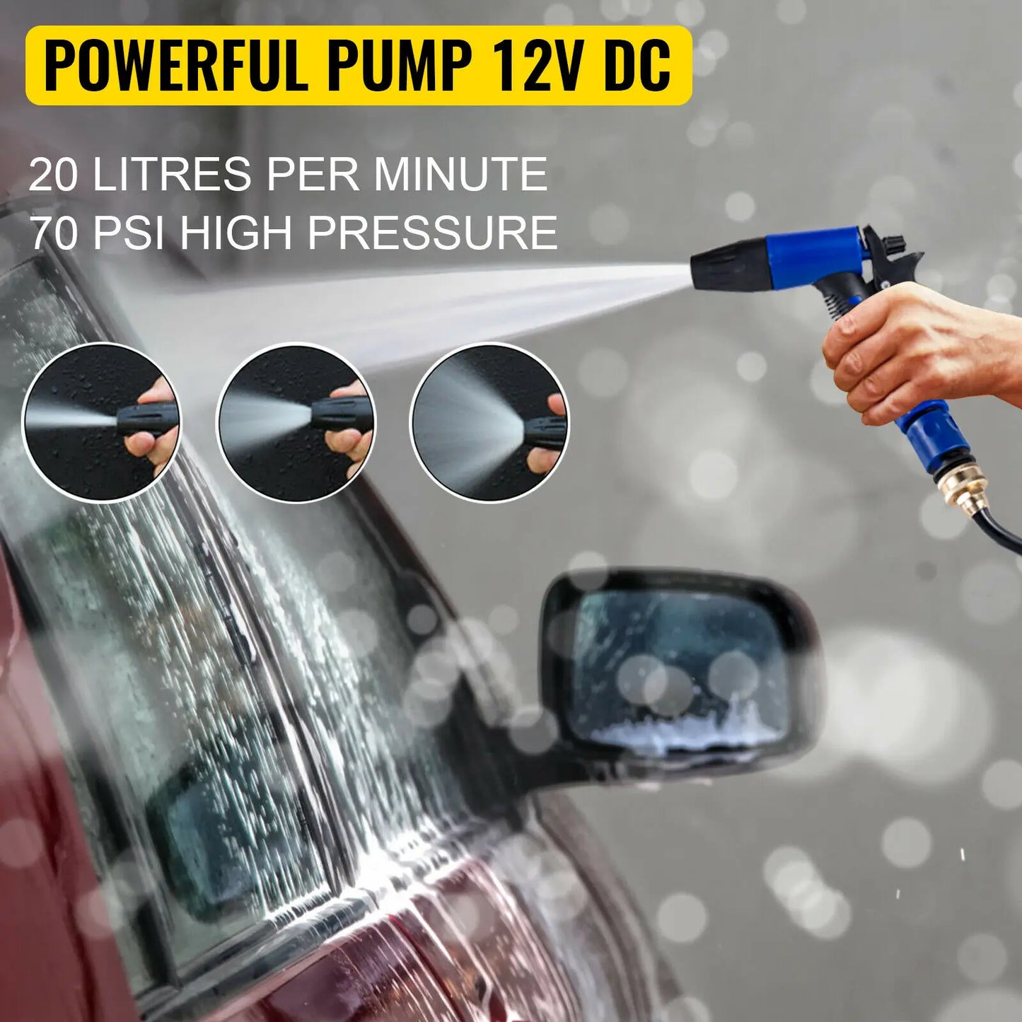 5.5 GPM Washdown Pump Deck Wash Pump Kit 12V 70PSI Boat Marine Yacht RV Water Pump, 25Ft Hose Automatic Diaphragm Pump