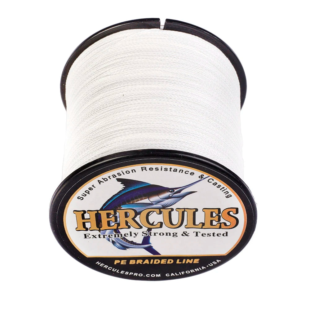 Braided Fishing Line, 4 Strands, White PE, 100m, 300m, 500m,. 6-100lb.test