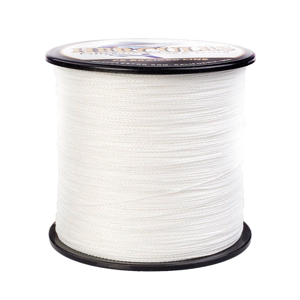 Braided Fishing Line, 4 Strands, White PE, 100m, 300m, 500m,. 6-100lb.test