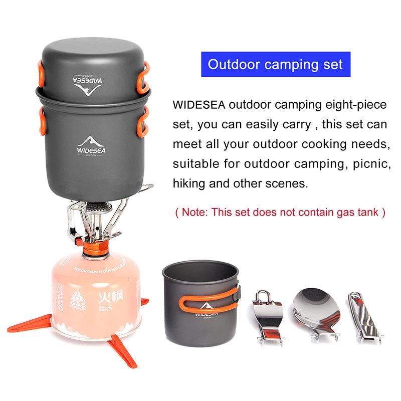 Camping Cookware Set Outdoor Tableware Equipment, Knife, Fork, Portable Pot, Cup