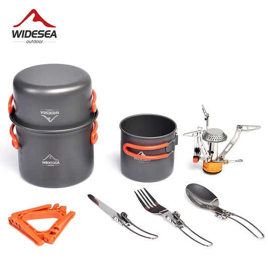 Camping Cookware Set Outdoor Tableware Equipment, Knife, Fork, Portable Pot, Cup