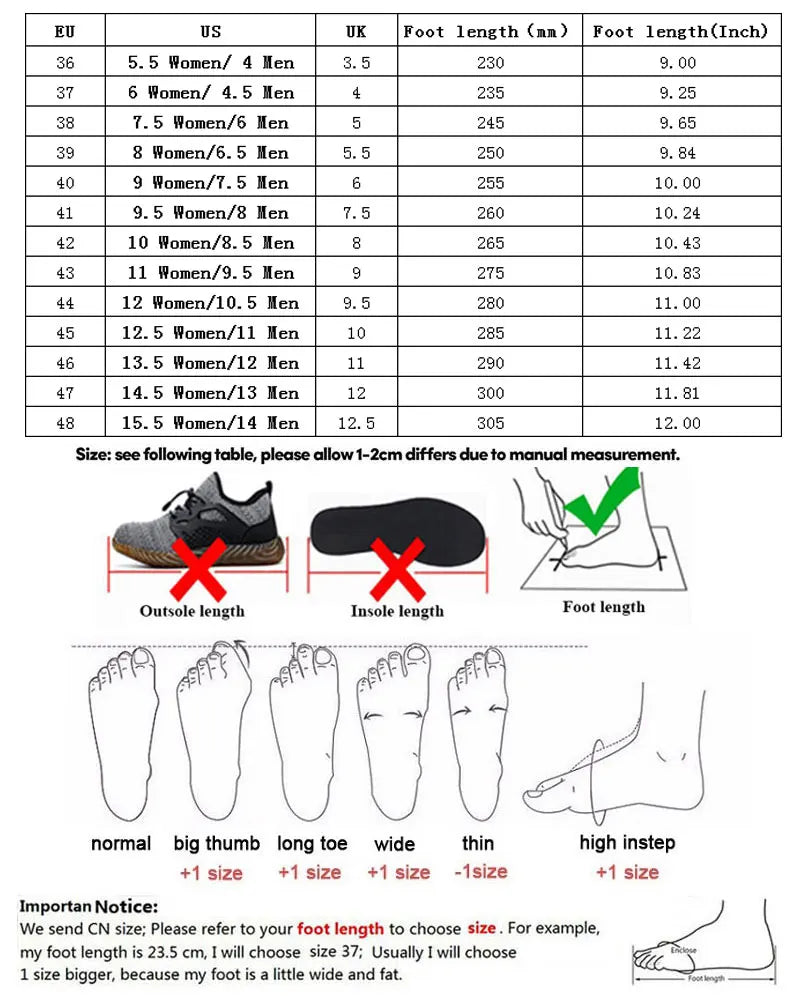 Safety Boots Men Work Shoes Anti-Smashing Steel Toe Male Female Anti-slip