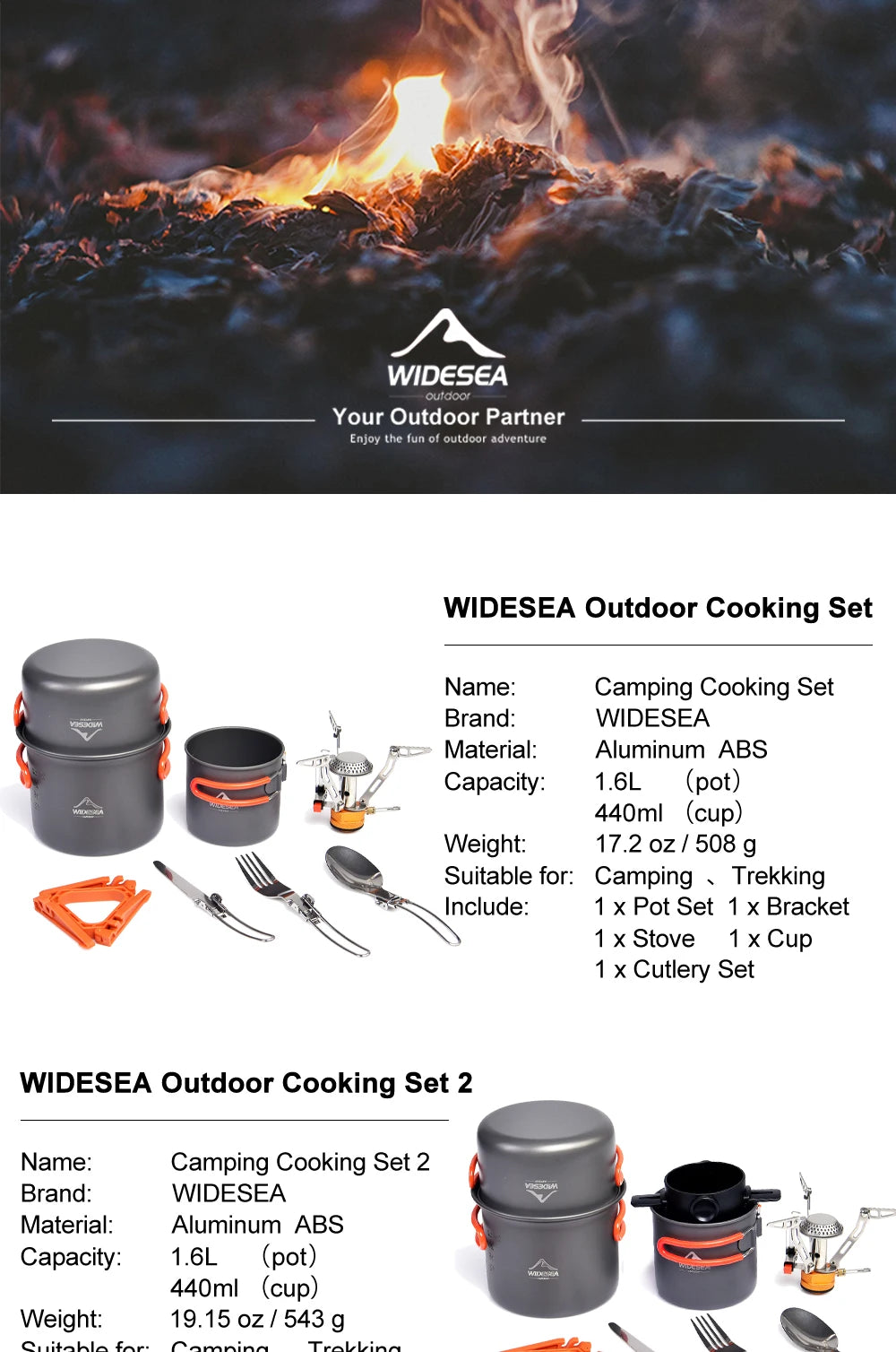 Camping Cookware Set Outdoor Tableware Equipment, Knife, Fork, Portable Pot, Cup