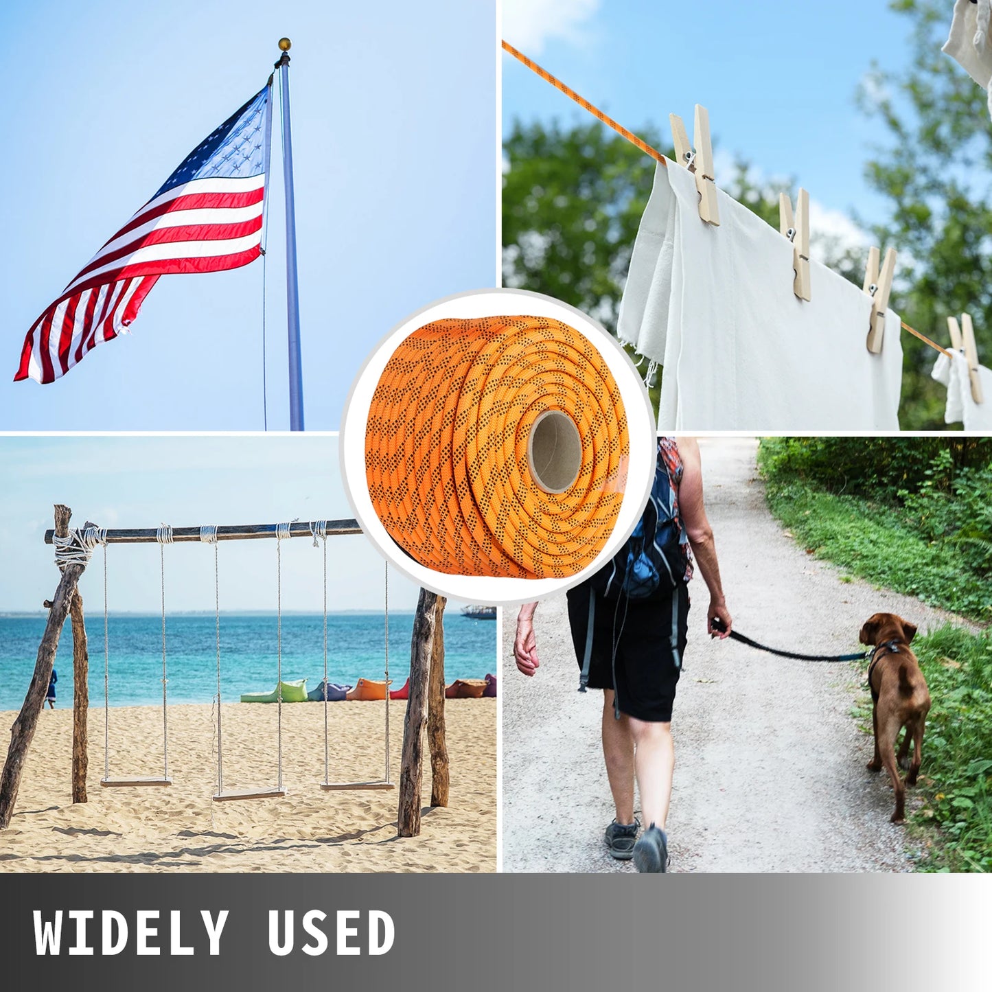 150/200 Feet Double Braid Polyester Rope 8600 lbs breaking strength