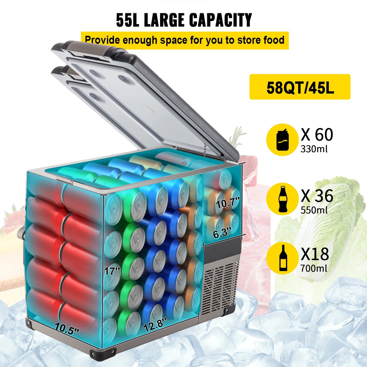 20L 22L 35L 45L 55L Car Refrigerator Mini Fridge, Freezer. Portable Compressor Cooler DC 110-240V