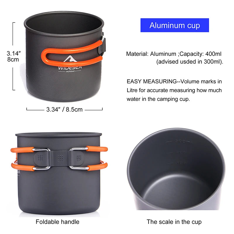 Camping Cookware Set Outdoor Tableware Equipment, Knife, Fork, Portable Pot, Cup