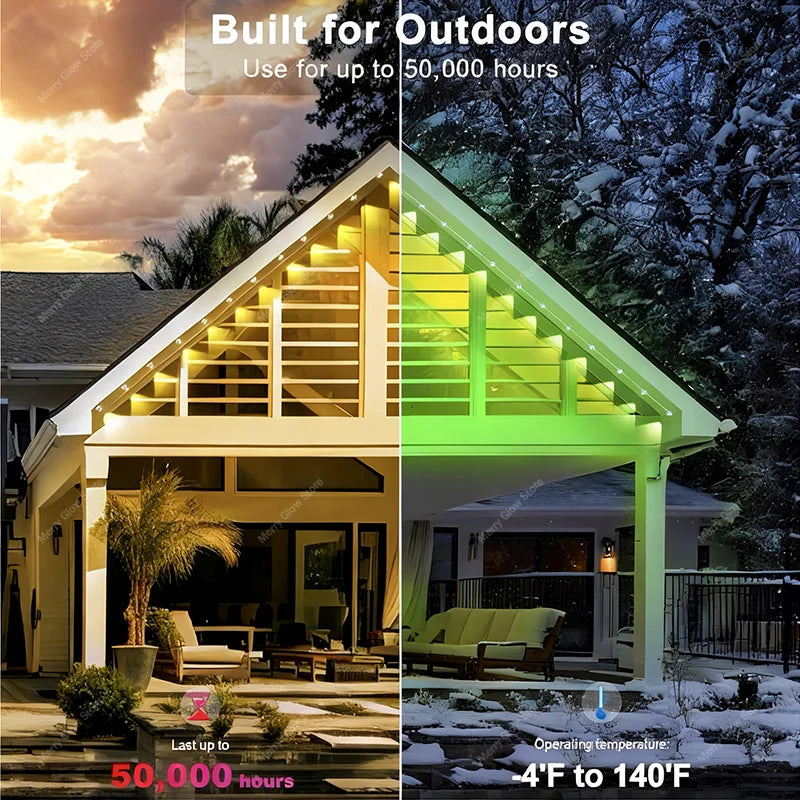 100FT 60 LEDs Permanent Outdoor Flashing Lights