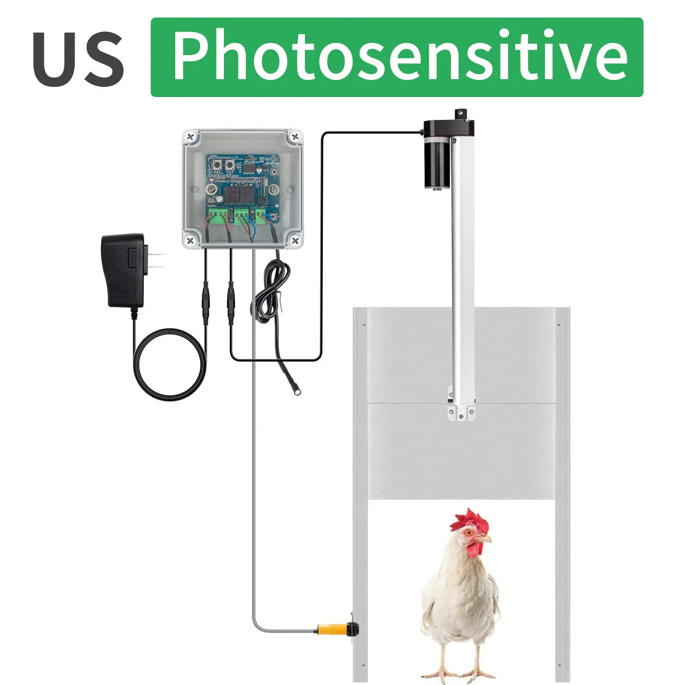 Automatic Door 66W Multipurpose Chicken Door White Door Opener for Farmers Wear-resistant Chicken Door