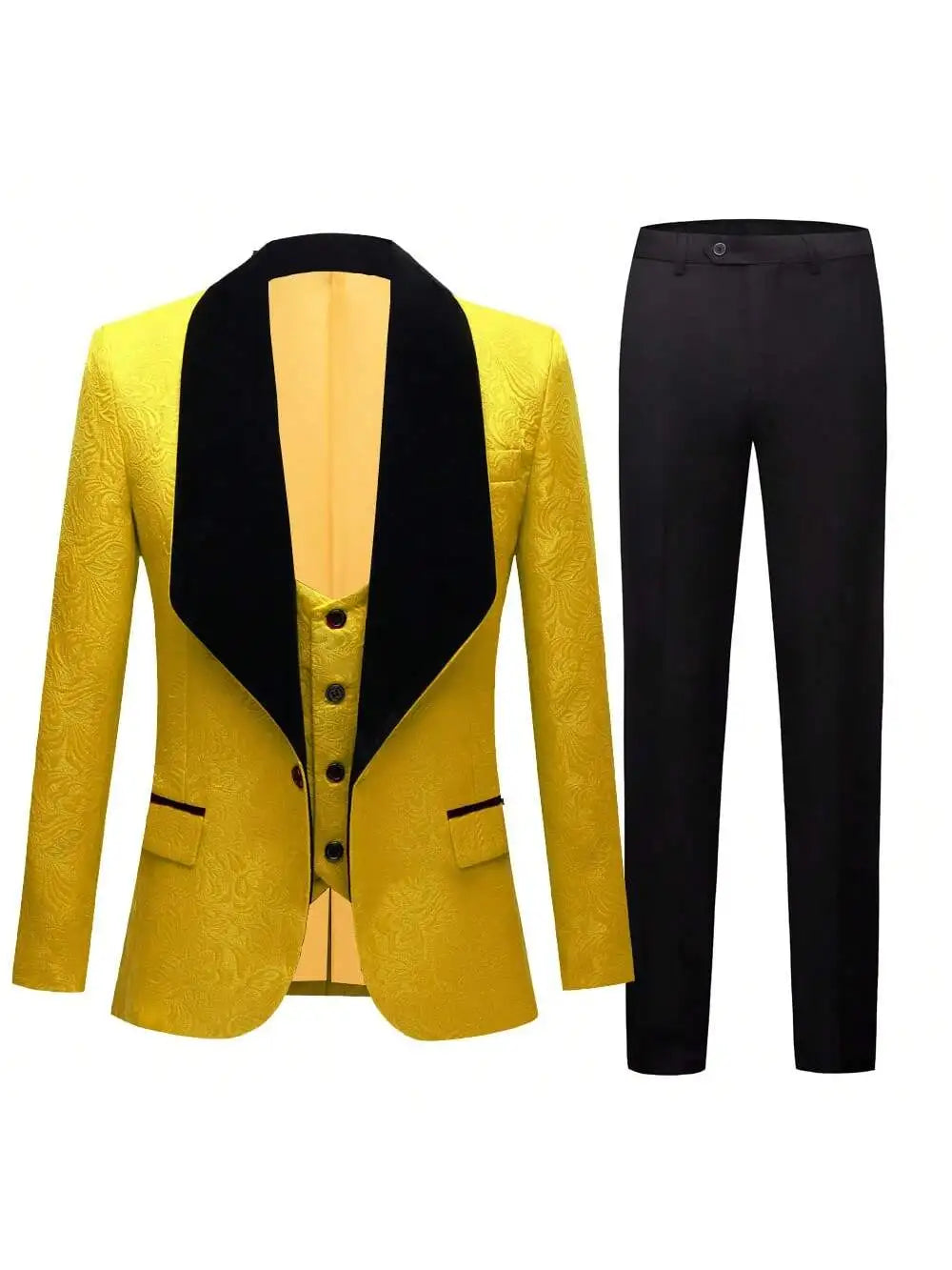 Mens 3 Piece  Tuxedo, Slim Suit Set, Paisley Blazer, Vest and Pants