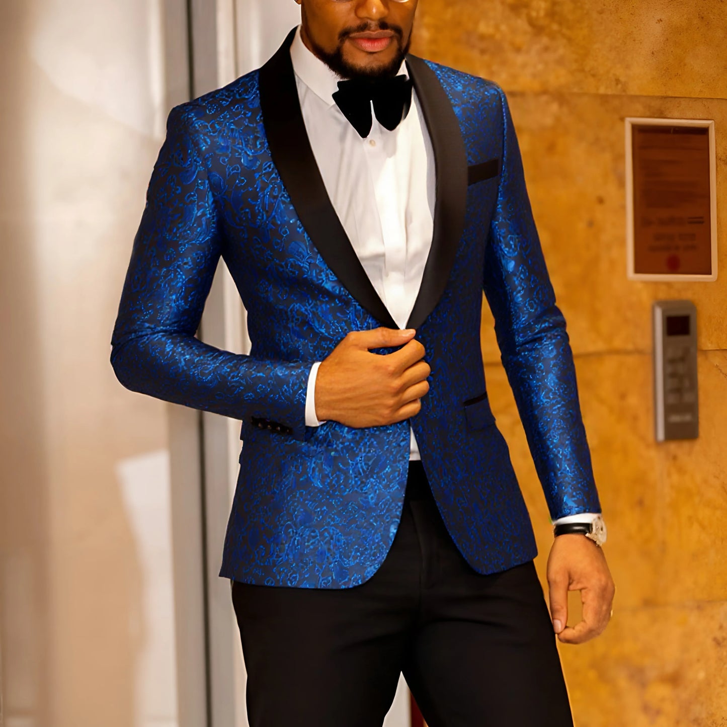Men's Paisley Tuxedo Jacket One Button Dress Suit Jacket