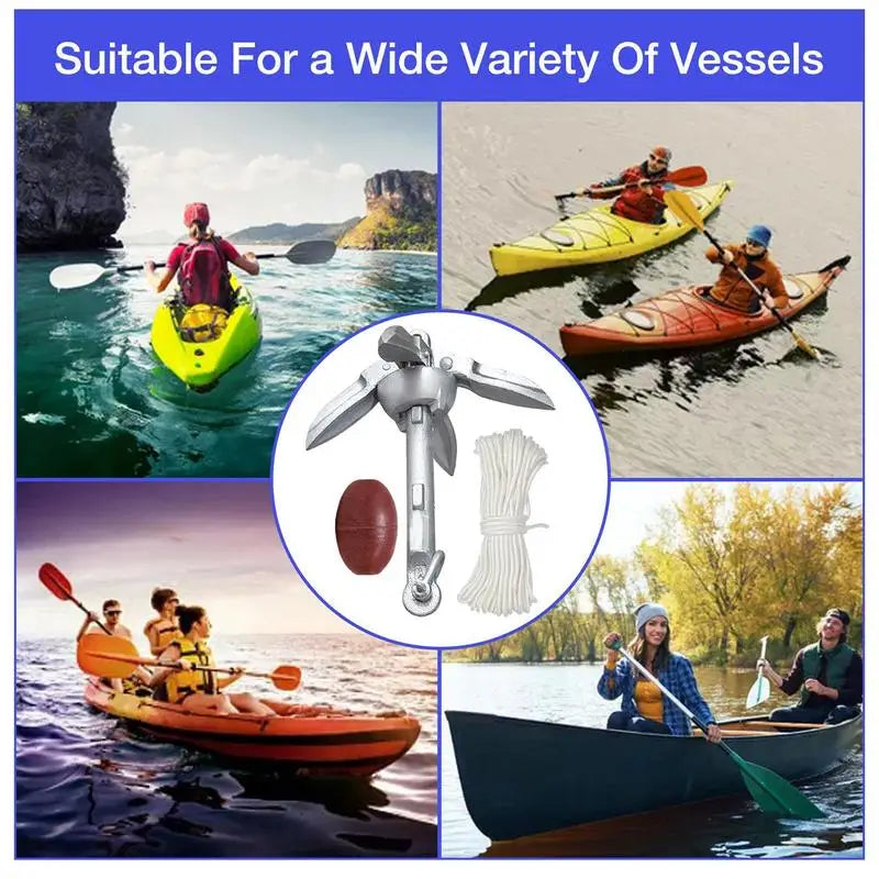 Kayak Anchoring Kit, Folding Retrievable Quick Release Boat Accessories For Kayaking Rafting