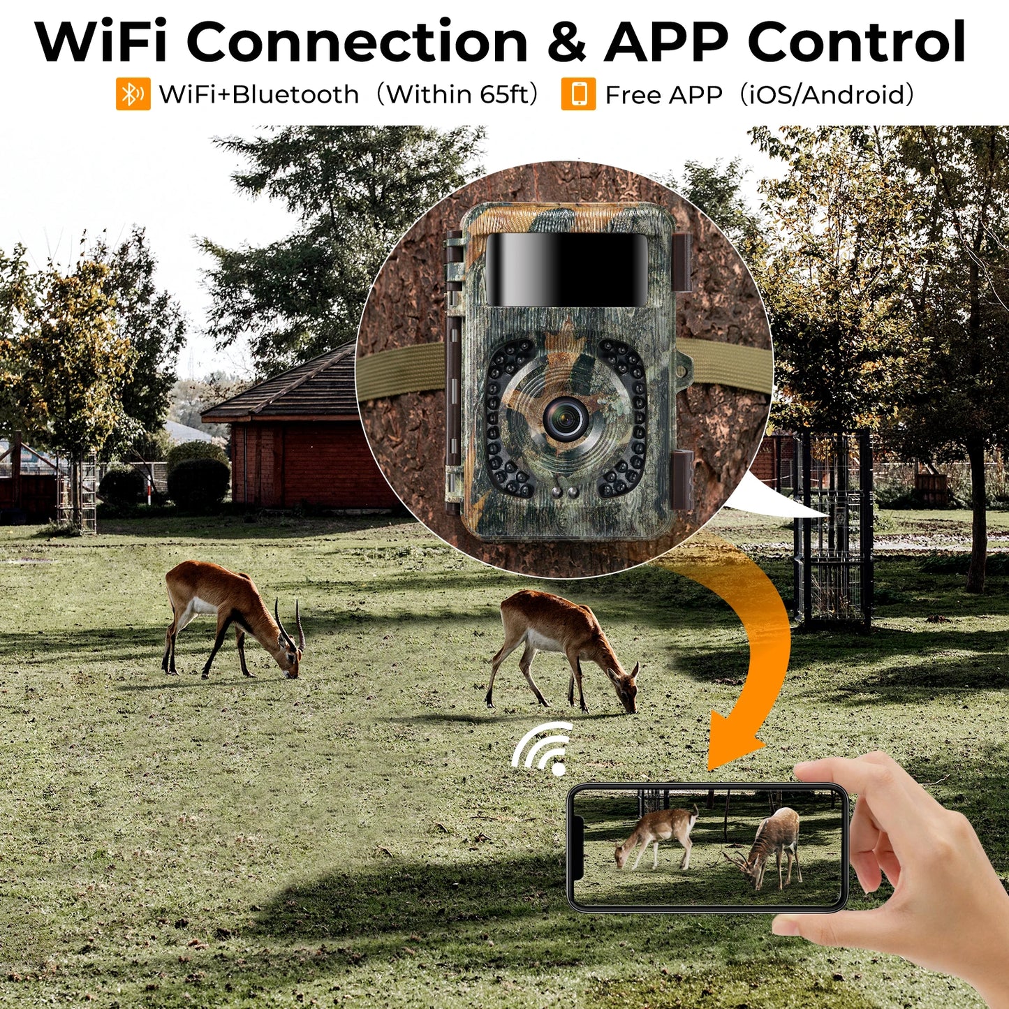 4K Wi Fi Trail Camera, 48MP Game Camera with 0.2s Trigger, 120° Detection Starlight Night Vision. Waterproof Camera