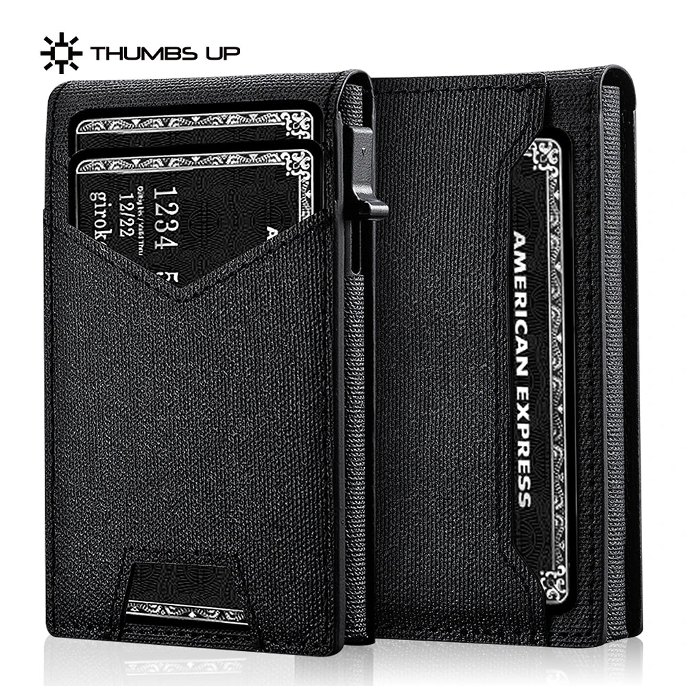 Slim Cardholder for Men, Premium Fabric Wallet with Card Ejector, RFID Blocking Front Pocket Stylish Design
