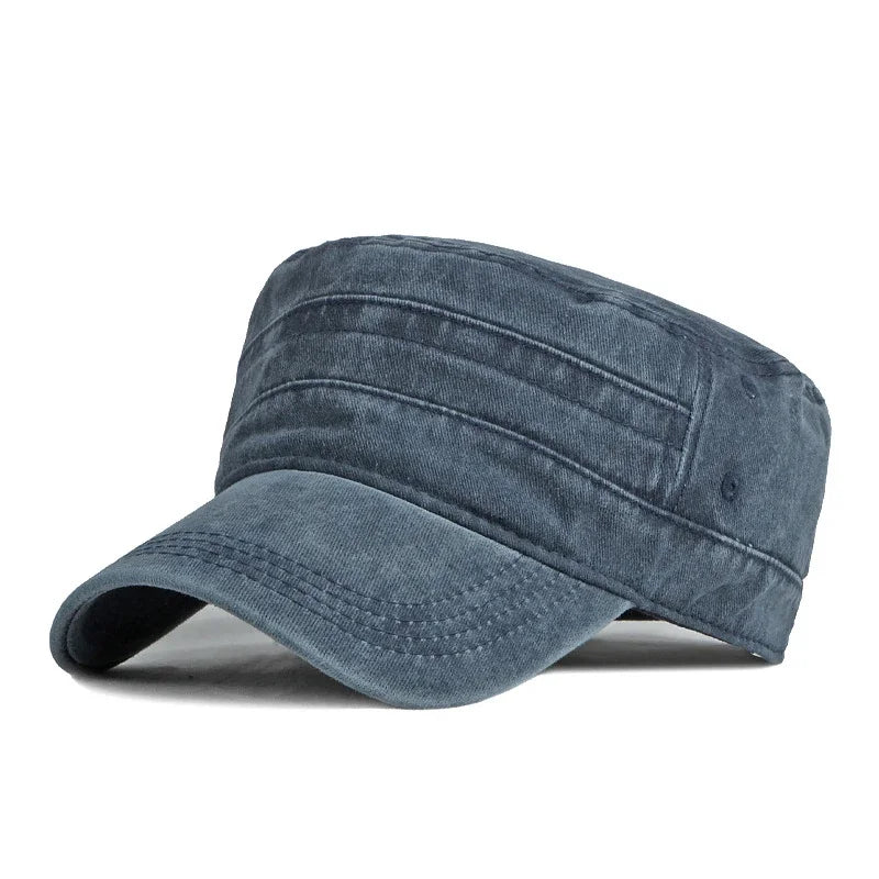 Spring Summer Short Brim Army Hat Men Women Outdoor Retro Washed Cotton Big Head Sunshade Flat Caps Military Cap Fishing Hats