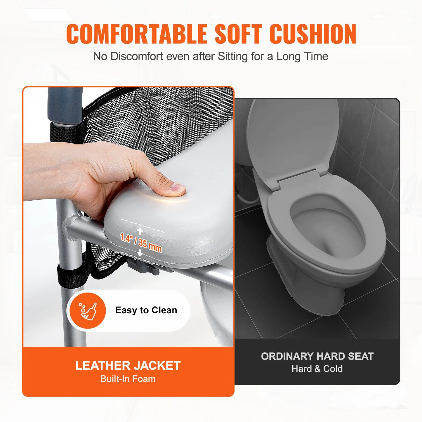 Raised Toilet Seat, 7-Position Height Adjustment 19.3" - 25.2" 350lbs Weight Capacity with Comfort Padded Aluminum Frame
