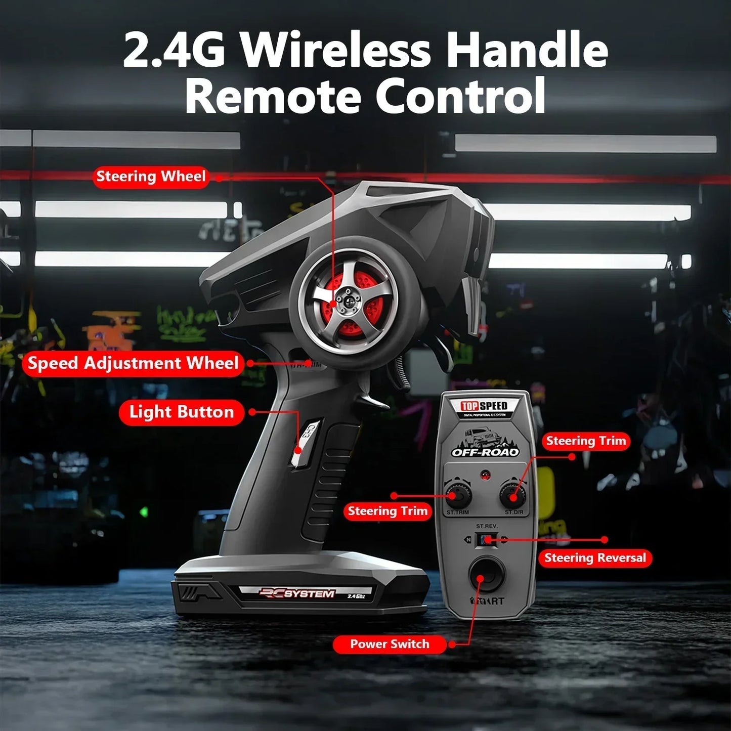 1/16RC Offroad Truck-Durable Beginner RC Car, High Speed 40 Km/h, Monster Truck with 2 Rechargeable 7.4V 1500 mAh Batteries
