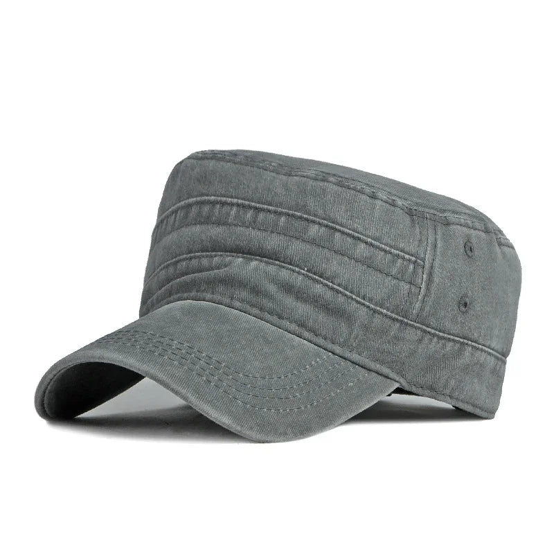Spring Summer Short Brim Army Hat Men Women Outdoor Retro Washed Cotton Big Head Sunshade Flat Caps Military Cap Fishing Hats