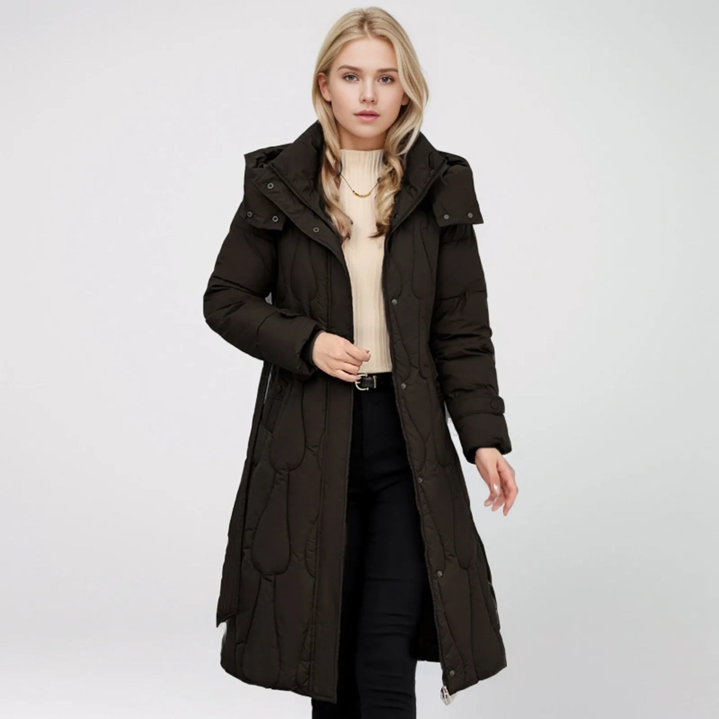 Knee Length Cotton Jacket For Women, Loose And Thickened Overcoat