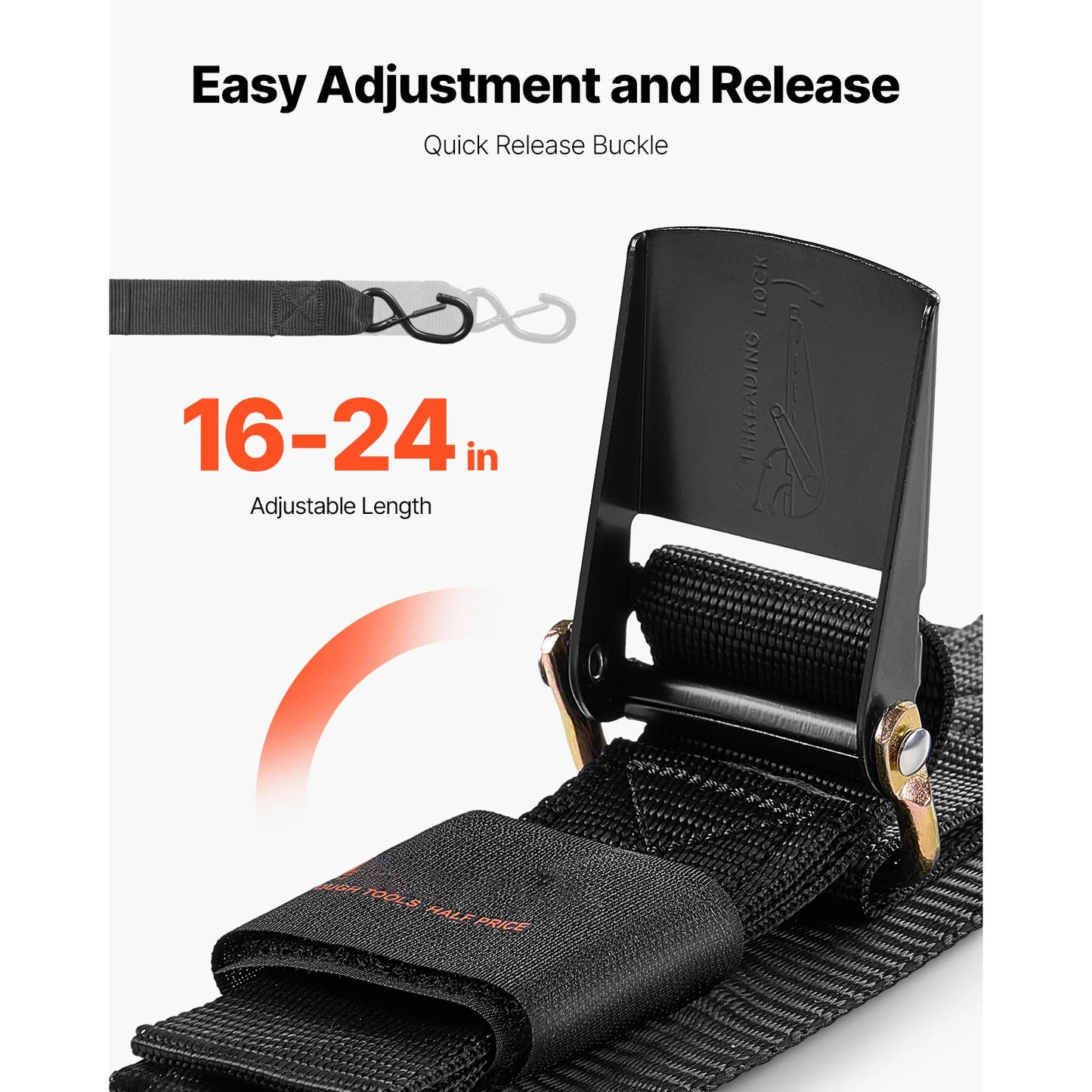 2pcs 2/4ft Retractable Ratchet Straps with S Hooks, 2in Cargo Ratchet Tie Down Strap