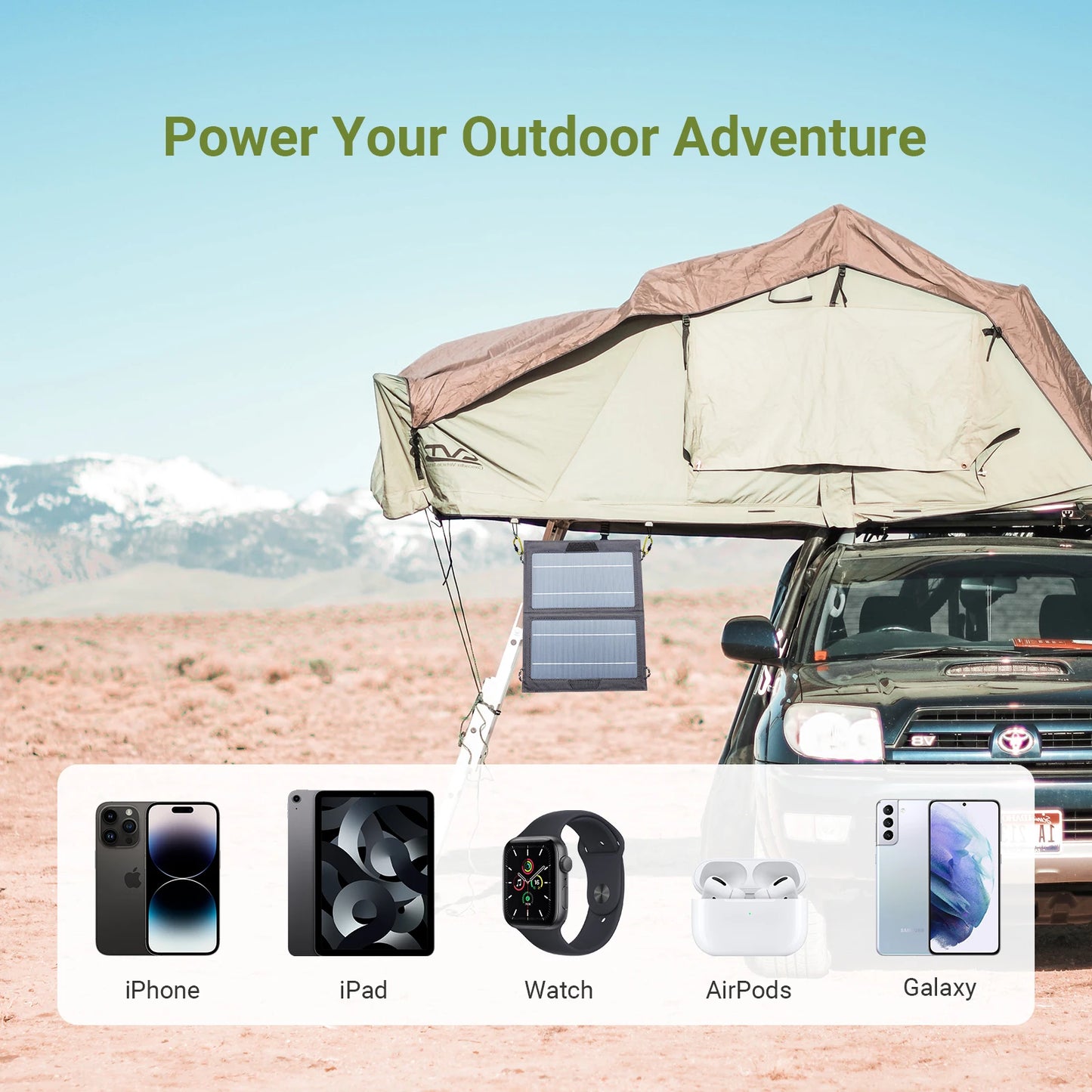 10W Portable Solar Charger ,Waterproof Foldable Solar Panel with USB Output for Hiking Camping Backpacking Phone iPad