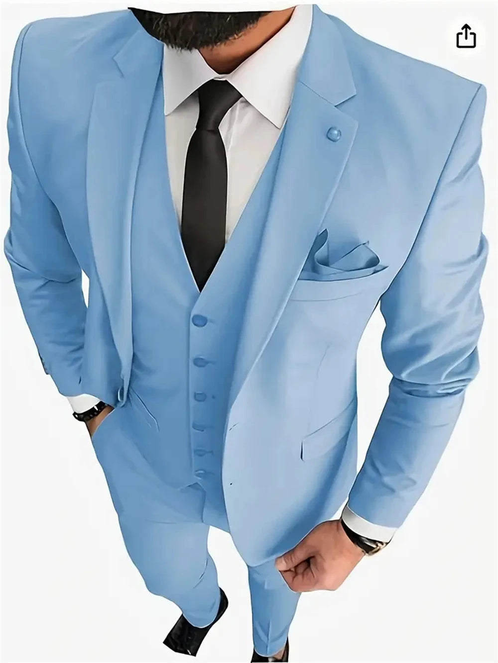 Men's Suits 3pcs Notch Lapel Blazer Formal Pants Tux Vest  (Blazer+vest+Pants)