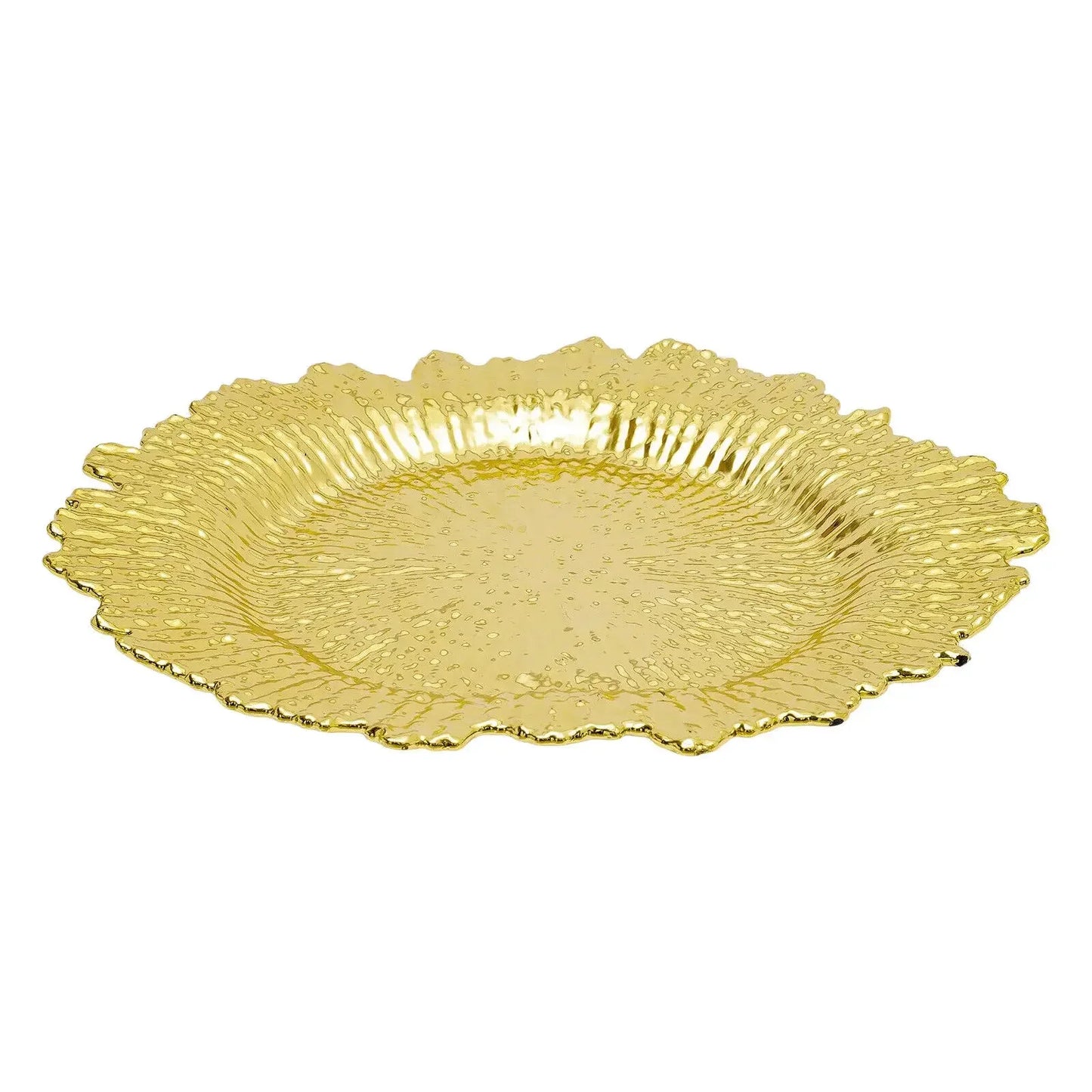 Gold Chargers PP Plate Decoration Table Setting, Round Salad Reef Plate for Wedding Christmas Dinner,24Pcs