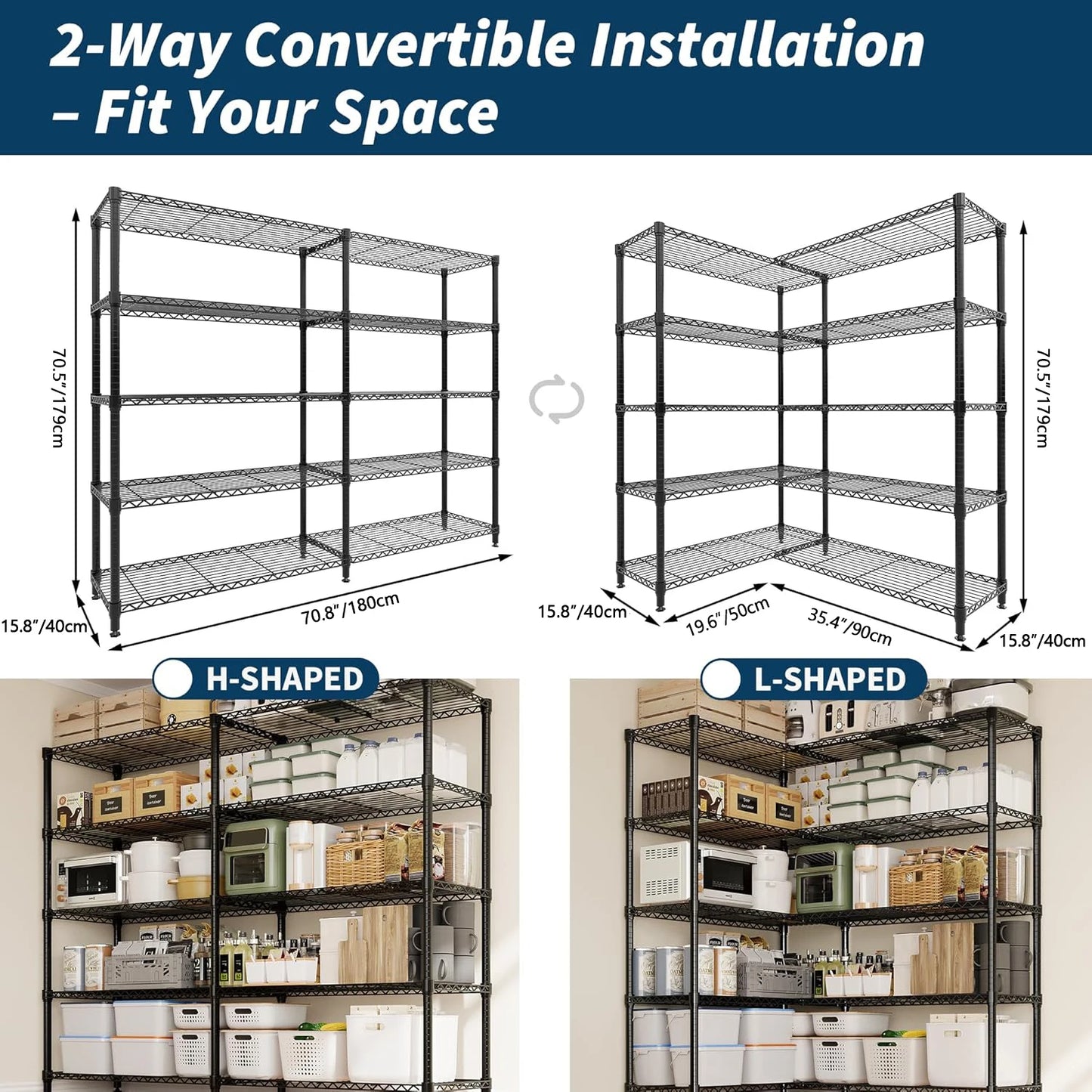 Heavy Duty Storage Shelves 4/5 Tiers Metal Shelving Unit Adjustable Organization
