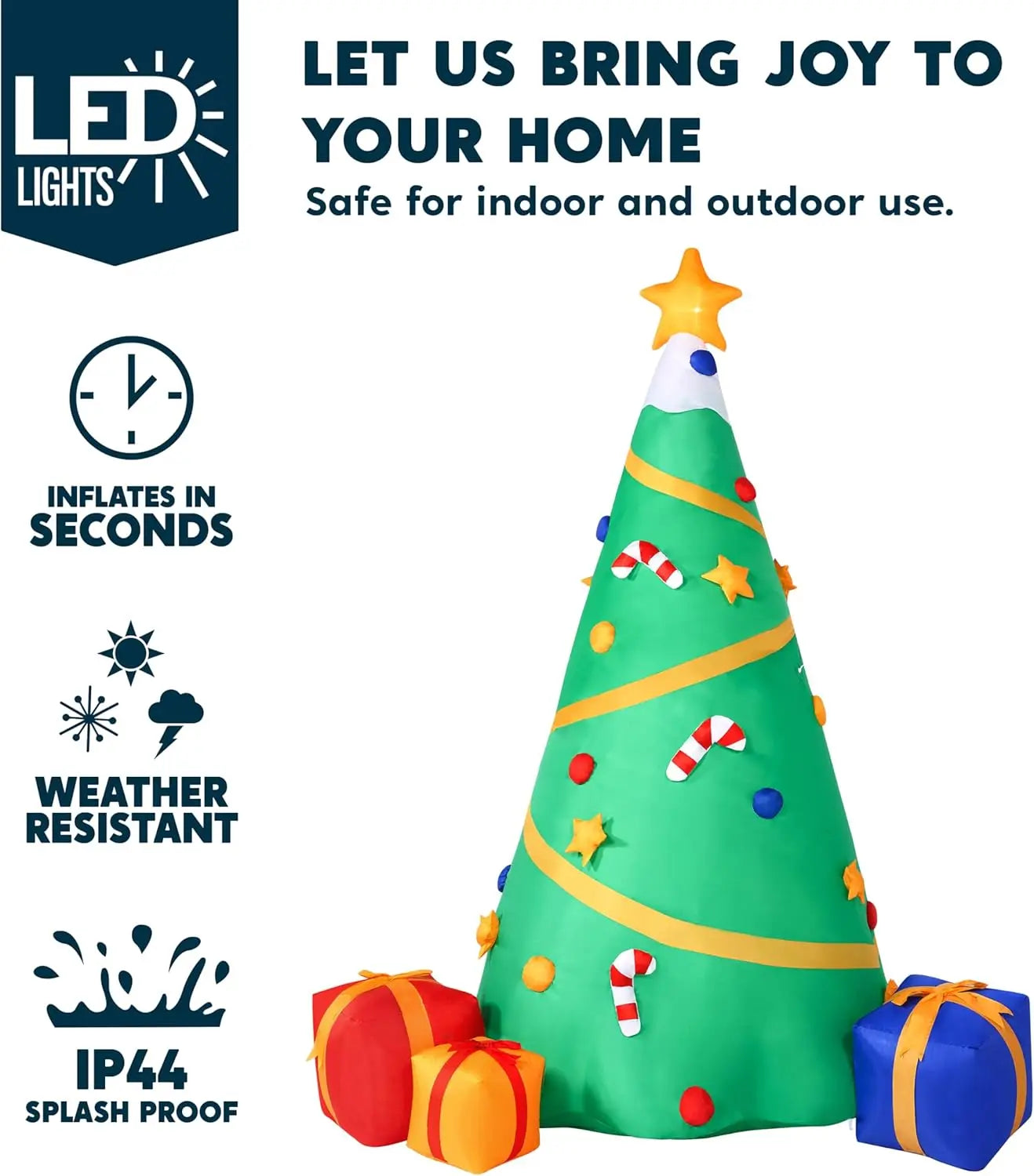 8 FT Inflatable Christmas Tree, Decoration Lighted Giant Christmas Tree with Build-in Projection