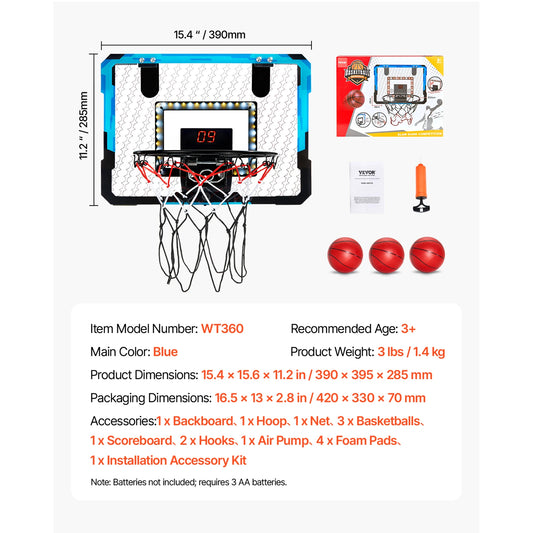 Kids Wall Type Foldable Basketball Hoop with three balls, Outdoor, Indoor Games