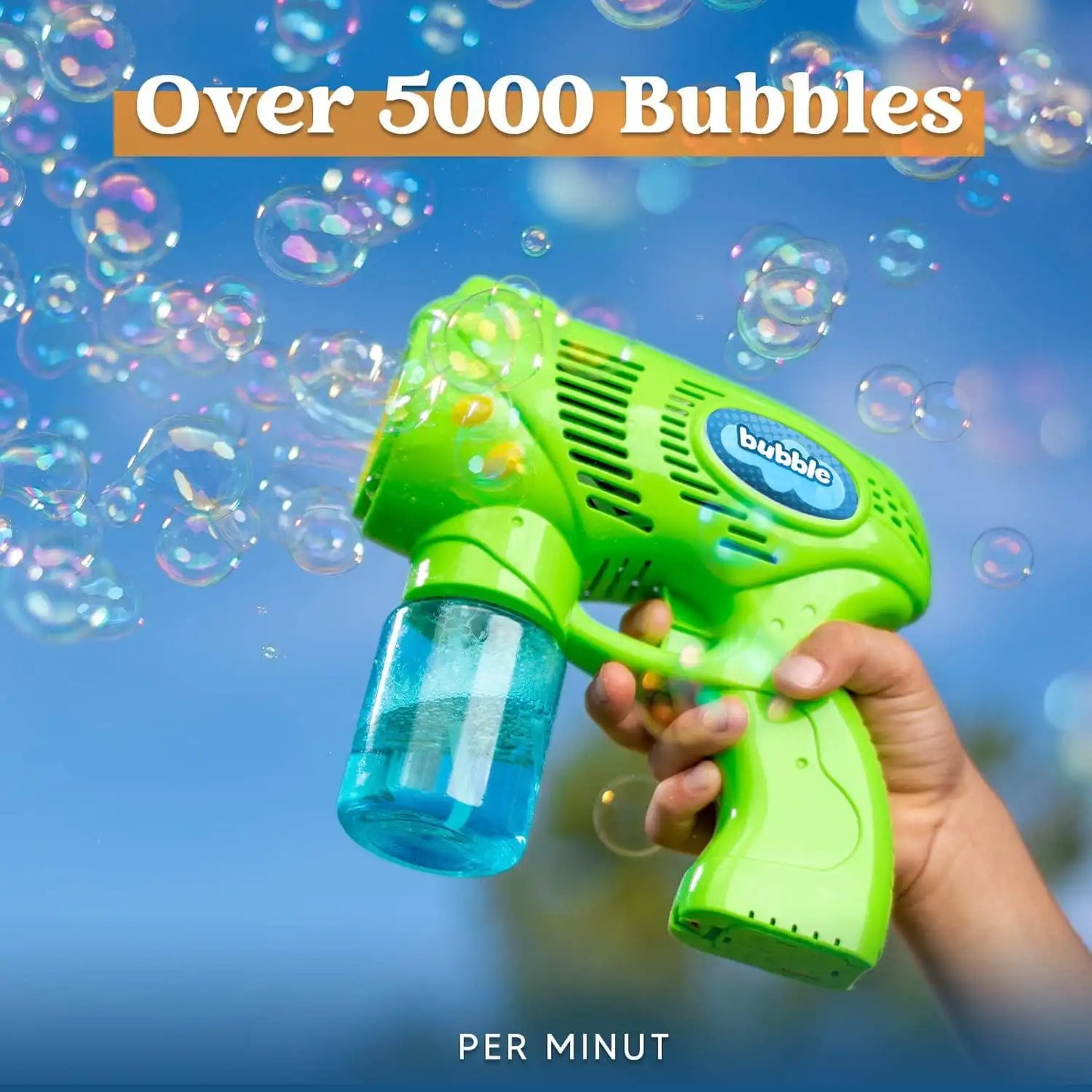 2 pack Bubble Gun with 10 oz Bubble Refill Solution. Bubble Maker, Blower Toy for Kids Outdoor Play
