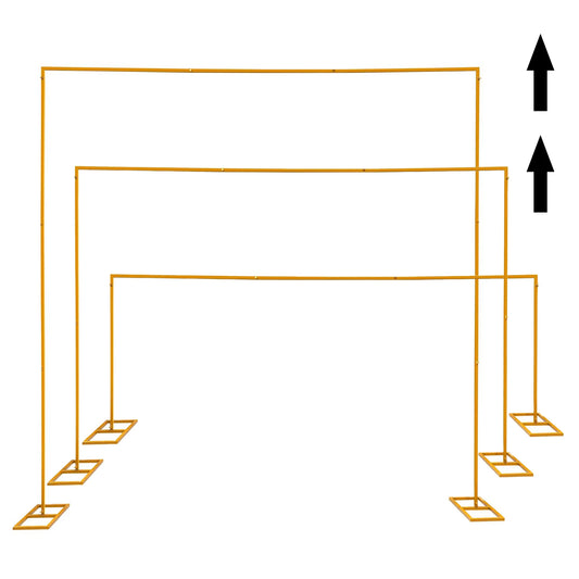 Adjustable Gold Square Wedding Arch Stand with Base, Heavy Duty Metal Backdrop Frame
