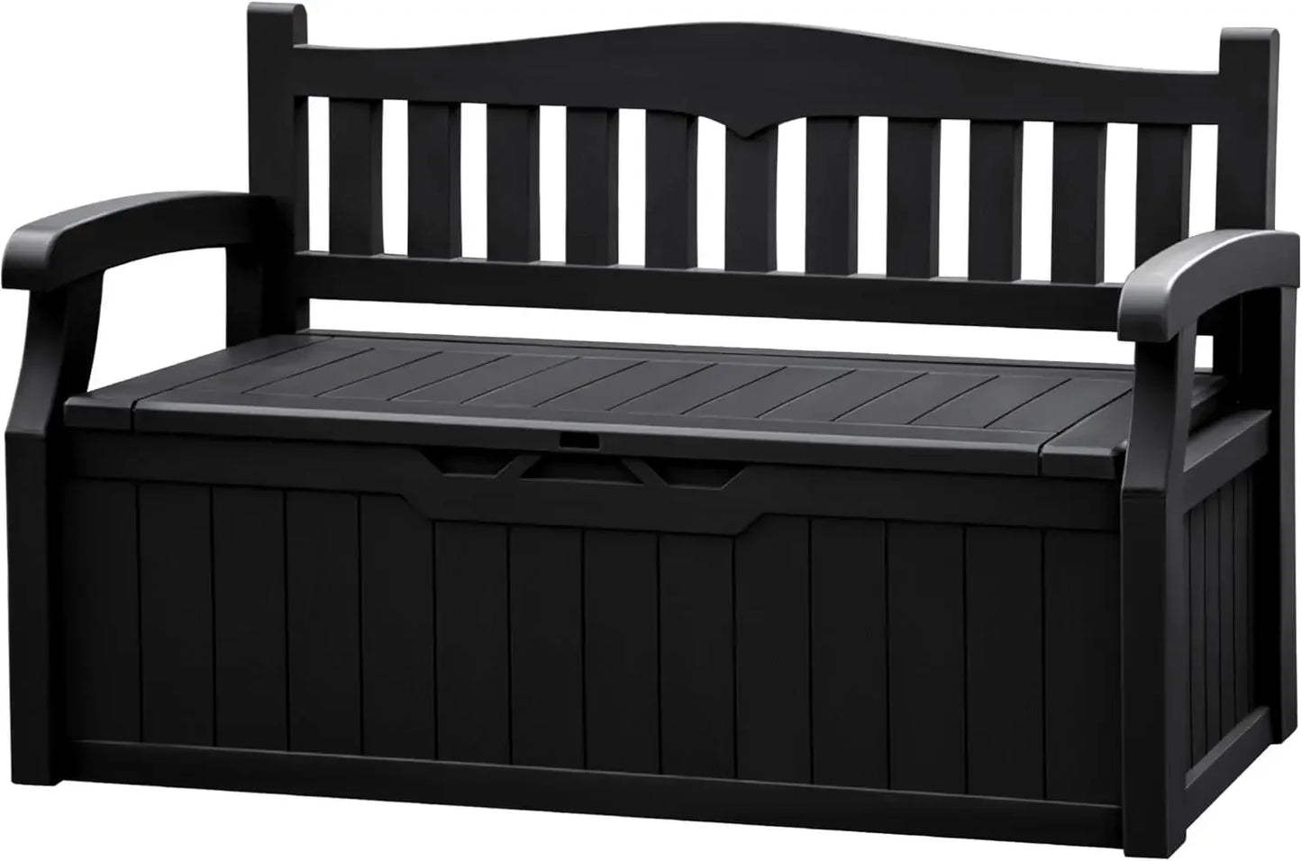 "80 Gallon Resin Storage Bench - Outdoor Deck Box w/ Armrests, Lockable & Waterproof for Patio, Pool & Garden"